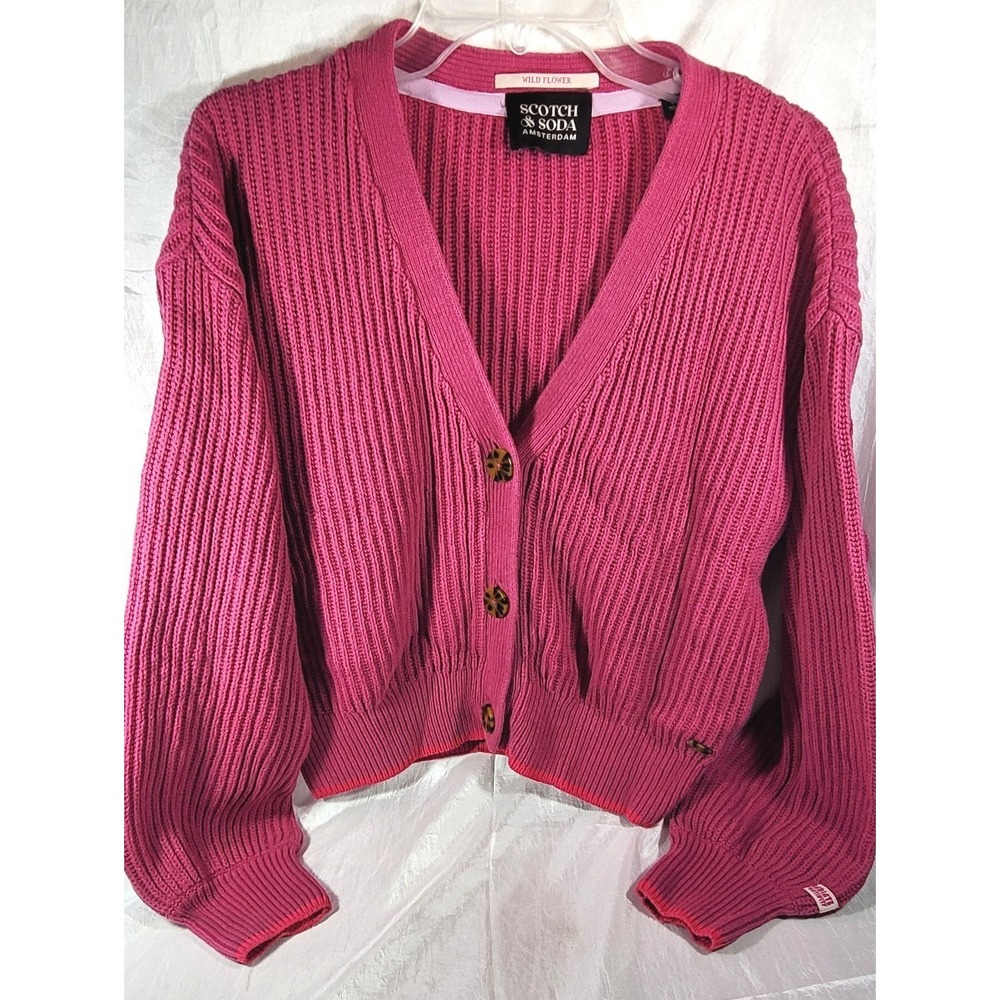 Scotch & Soda Women's Magenta Pink Button-up Cardigan Sweater - Small